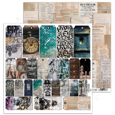 Scrapbooking paper "Old dream tags"- sheet 7 - Old dreams - 12"x12"