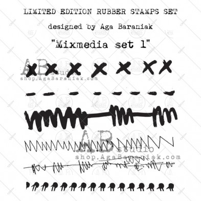 ID-48 Rubber stamps set "Mixmedia set 1 "