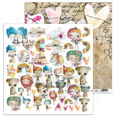 Scrapbooking paper "Fairy love"- sheet 7 - Pixie Dust - 12"x12"