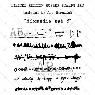 ID-49 Rubber stamps set "Mixmedia set 3 "