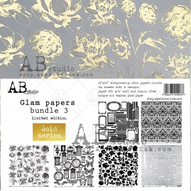 Set 6x gold paper ''Glam papers bundle 3'' 