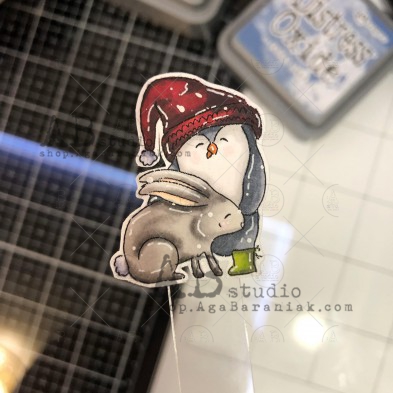 Stempel gumowy ID-863 "świąteczny pingwin"