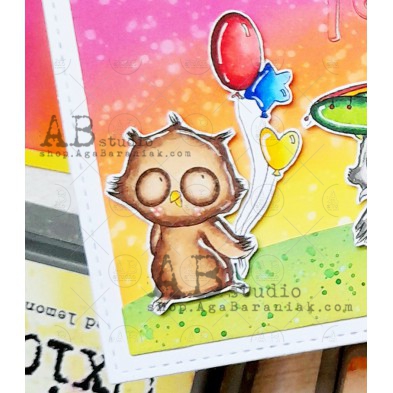 Rubber stamp ID-974 "owl with balloons"