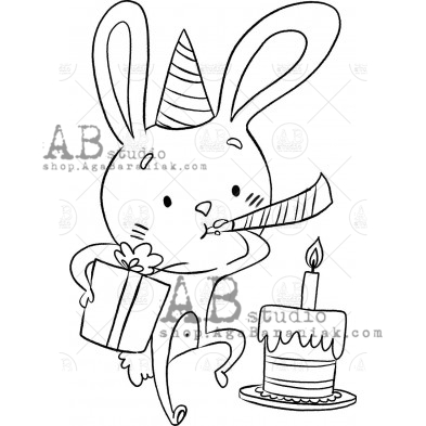 Rubber stamp ID-1035 "birthday hare"