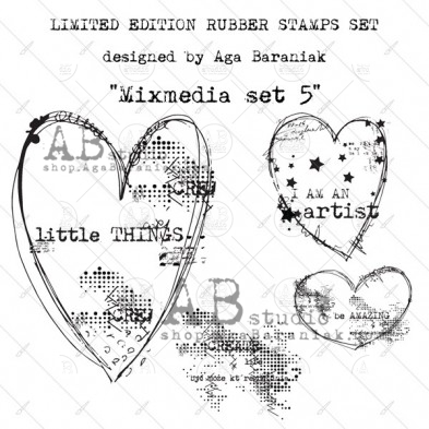 ID-52 Rubber stamps set "Mixmedia set 5 "