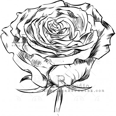 Stempel gumowy ID-1072 "róża rozwinięta"