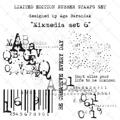 ID-53 Rubber stamps set "Mixmedia set 6 "