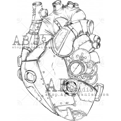 Rubber stamp ID-1084 "steampunk heart"