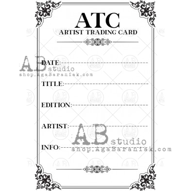 Stempel gumowy ID-1109 "ATC" Artist Trading Card 2