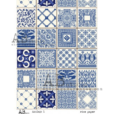 Papier do decoupage ID-0088 "Azulejo 1" decoupage A4 ABstudio