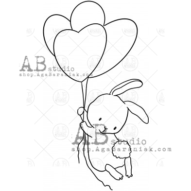 Rubber stamp ID-1108 "bunny with balloons"