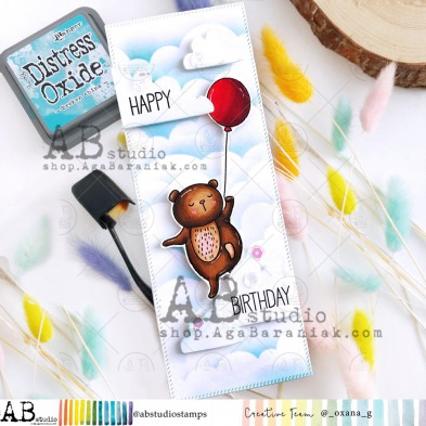 Rubber stamp ID-1109 "bear with balloon"