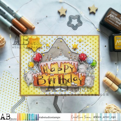 Rubber Stamp happy birthday cake ID-280