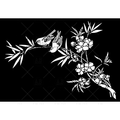 Stencil ID-326 "japanese birds"