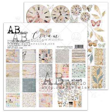 Set 8x scrapbooking papers "Cream"- 30x30+bonus page