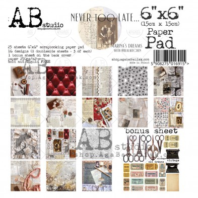 Paper pad 6" x 6" - 25 sheets "Never too late"