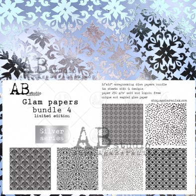 Set 6x silver paper ''Glam papers bundle 4'' 