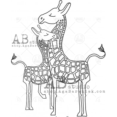 Rubber stamp ID-1128 "giraffe with a baby"