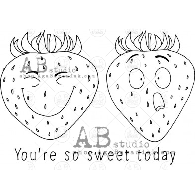 Rubber stamp ID-1160 "happy  strawberries"