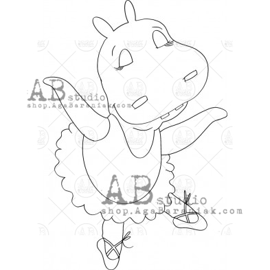 Rubber stamp ID-1272 hippo girl