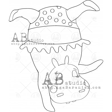 Rubber stamp ID-1271 hippo girl1