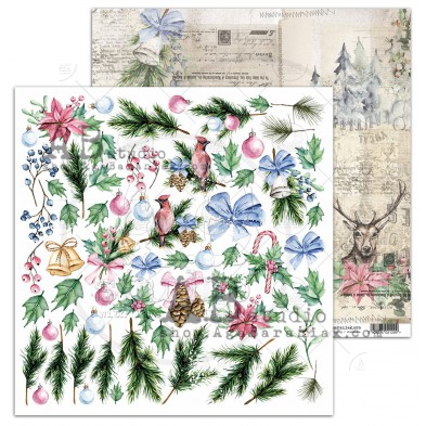 Scrapbooking paper "Christmas trees"- sheet 4 - The Winter Time - 12"x12"