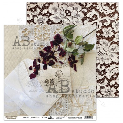 Scrapbooking paper "Romantic letter"- sheet 2 - Collected moments - 12"x12"