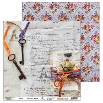 Papier scrapbooking "Vintage keys"- arkusz 8 - Collected moments - 30x30