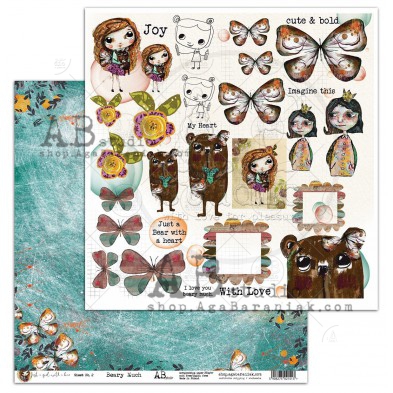 Scrapbooking paper "Beary Much"- sheet 2 - Just a girl with a bear - 12"x12"