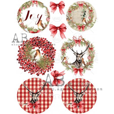 Decoupage rice paper 0305 christmas medialion ABstudio A4