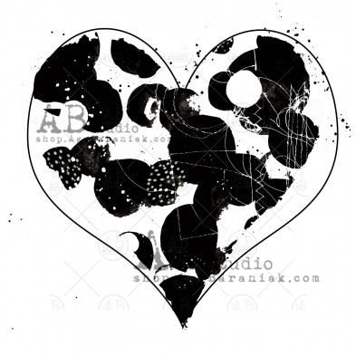 Rubber stamp ID-1218 "mixmedia heart"