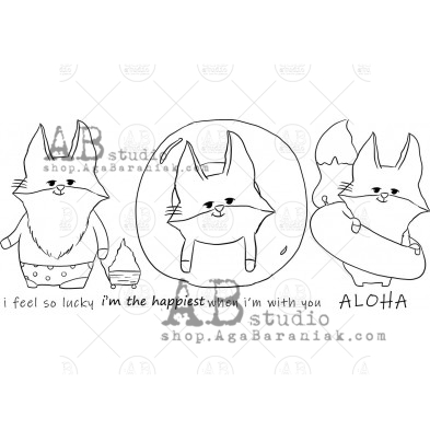 Rubber stamp ID-1168 "summer foxes"