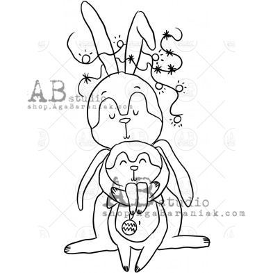 Rubber stamp ID-1264 christmas  bunnies