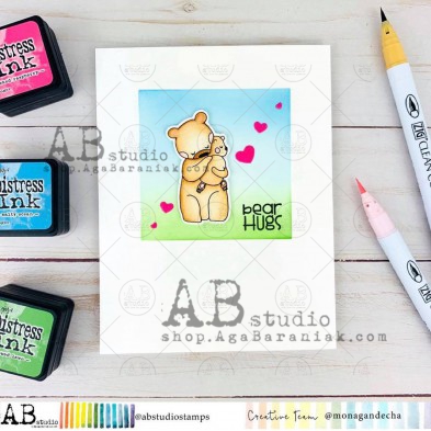 Rubber stamp ID-1127 "bear with a baby"