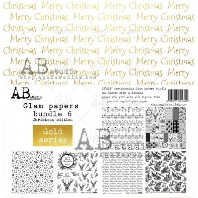 Set 6x gold paper ''Glam Christmas bundle 6'' 
