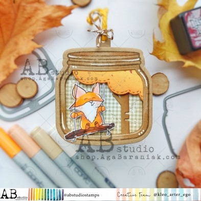 Rubber stamp ID-1174 "fox on a swing"