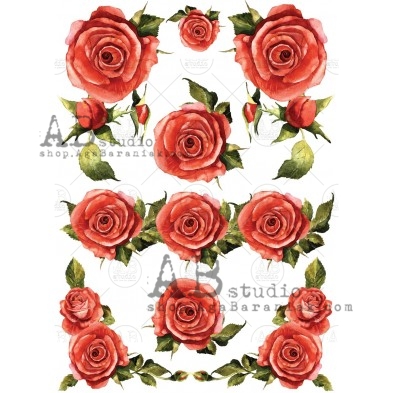 Decoupage rice paper 0419 roses ABstudio A4
