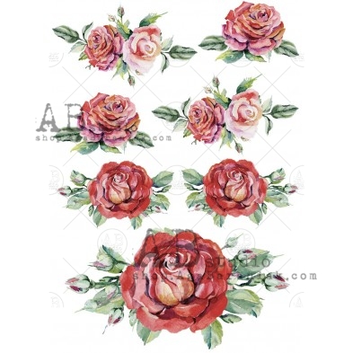 Decoupage rice paper 0421 roses ABstudio A4
