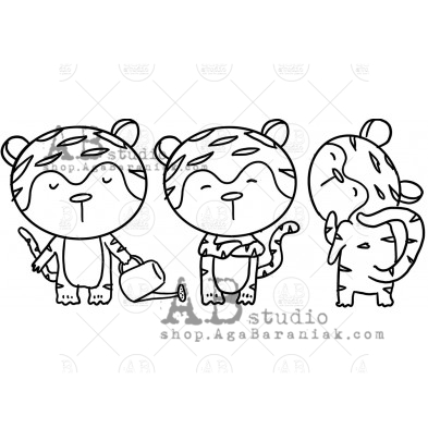 Rubber stamp ID-1287 "cute tigers"