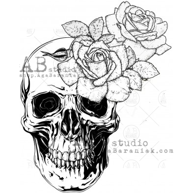Rubber stamp ID-1325 czaszka z kwiatem
