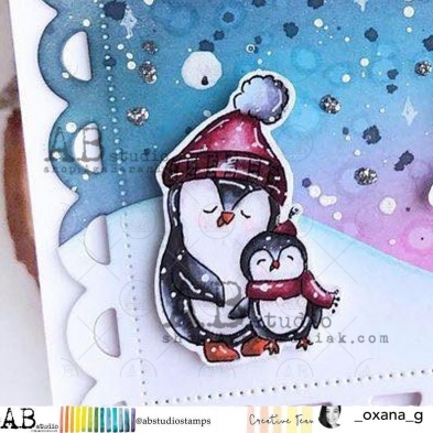 Stempel gumowy ID-862 "świąteczny pingwin"