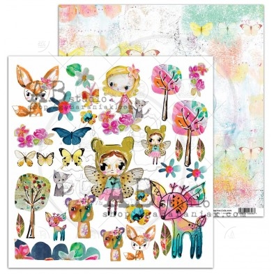 Scrapbooking paper "Spring"- sheet 4 - Butterfly Whispers - 30x30