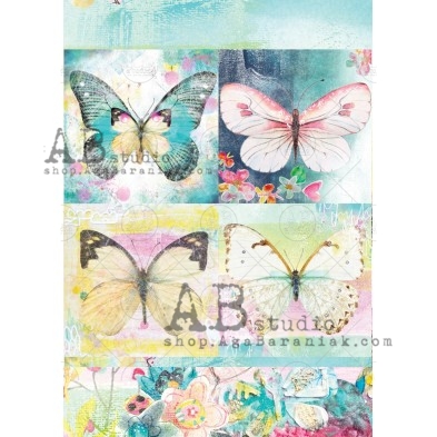 Collage mixedmedia rice paper 0456 "butterfly" ABstudio A4