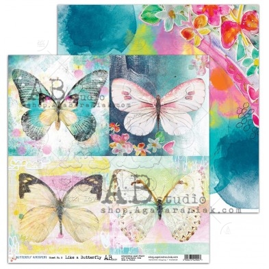 Scrapbooking paper "Like a Butterfly"- sheet 8 - Butterfly Whispers - 30x30