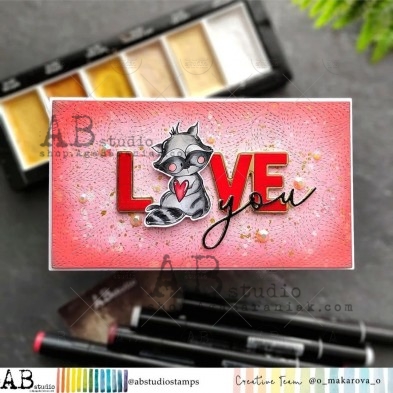 Rubber stamp ID-1295 " valentines raccoon"