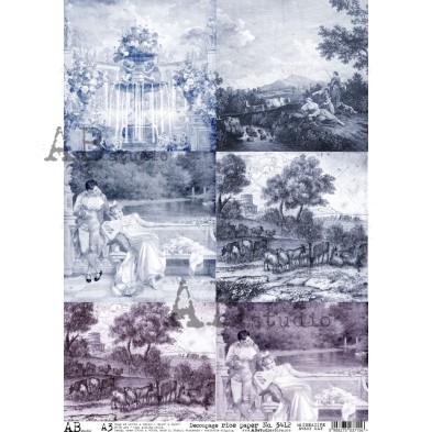 Decoupage XL Rice paper A3 No.3412 large for furniture