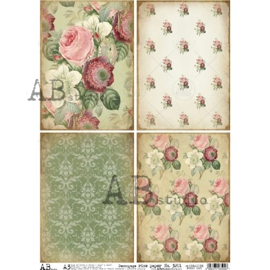 Vintage Rice paper A3 No.3201 large decoupage for furniture