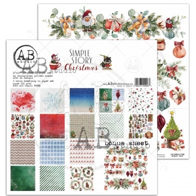 Set 8x scrapbooking papers "Simple story: Christmas"- 30x30+bonus page