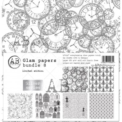 6x Glam papers bundle 8 - silver