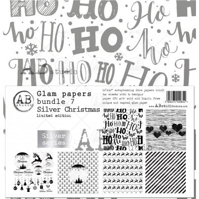6x Glam papers bundle 7 - Silver Christmas
